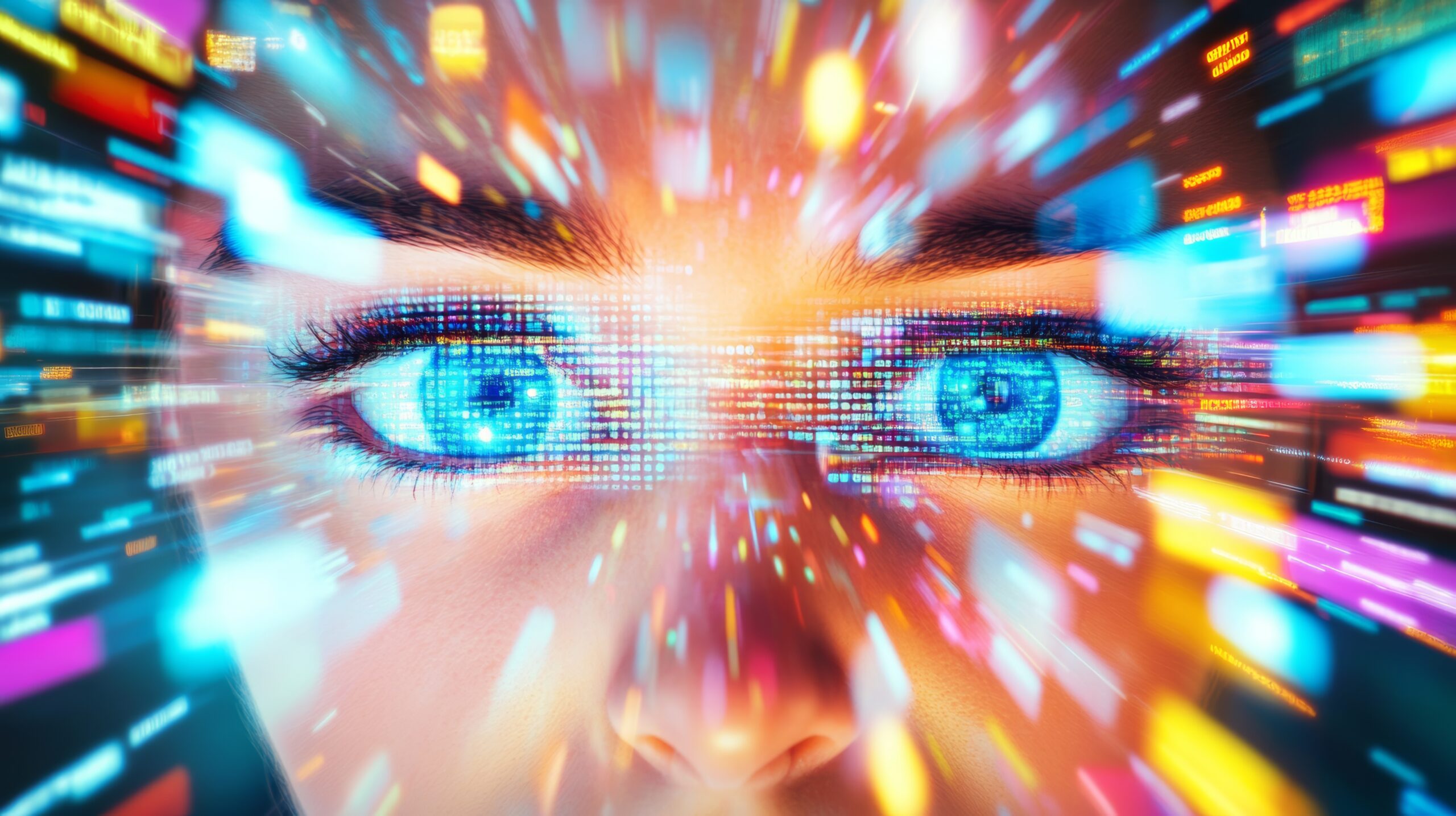 Behavioral Cents Logo | Woman staring into digital outerspace AdobeStock 1224531787