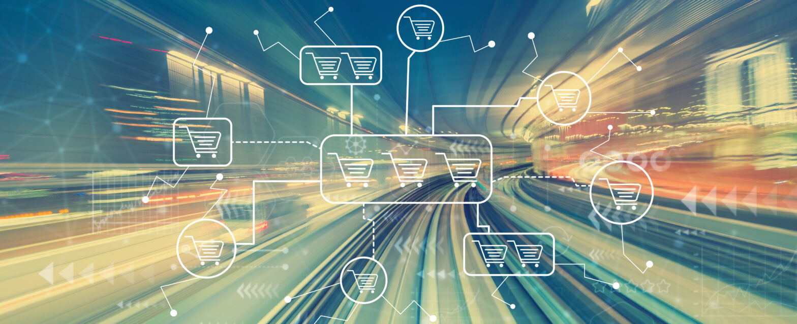 Shopping Carts on a Fast Digital Highway AdobeStock 227289527