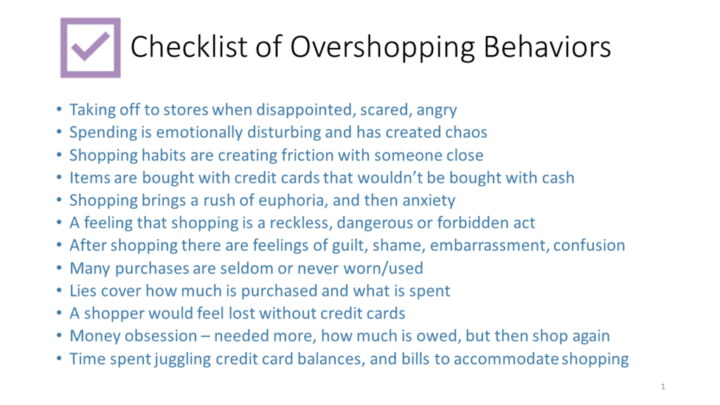 List of Shopping Addiction Behaviors